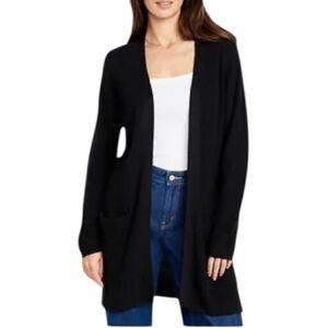 Old Navy black longline open front draped cotton cardigan size medium tall